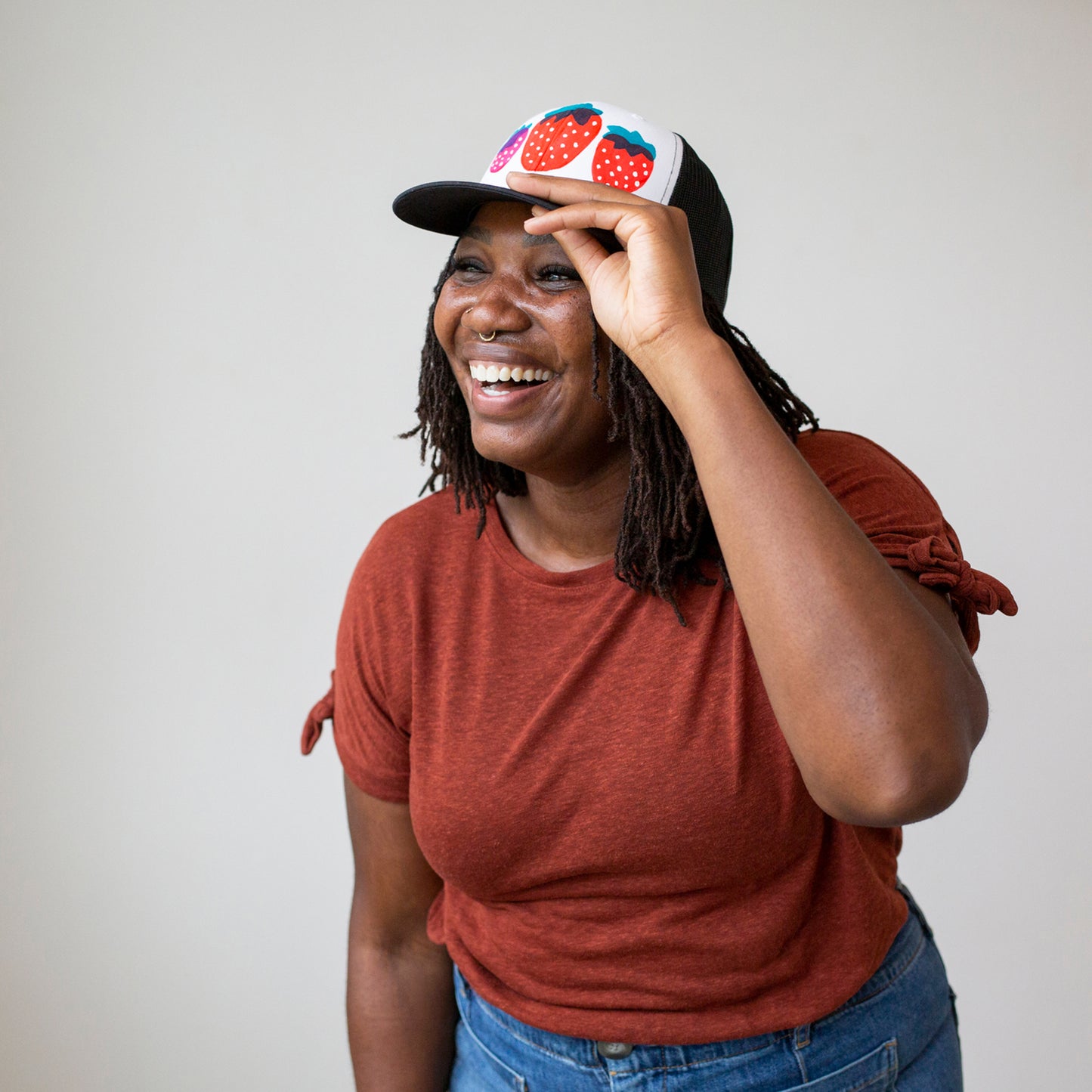 Strawberry Trucker Hat | Unique, Hand Painted