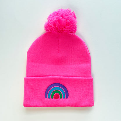 Rainbow Beanie - Hot Pink