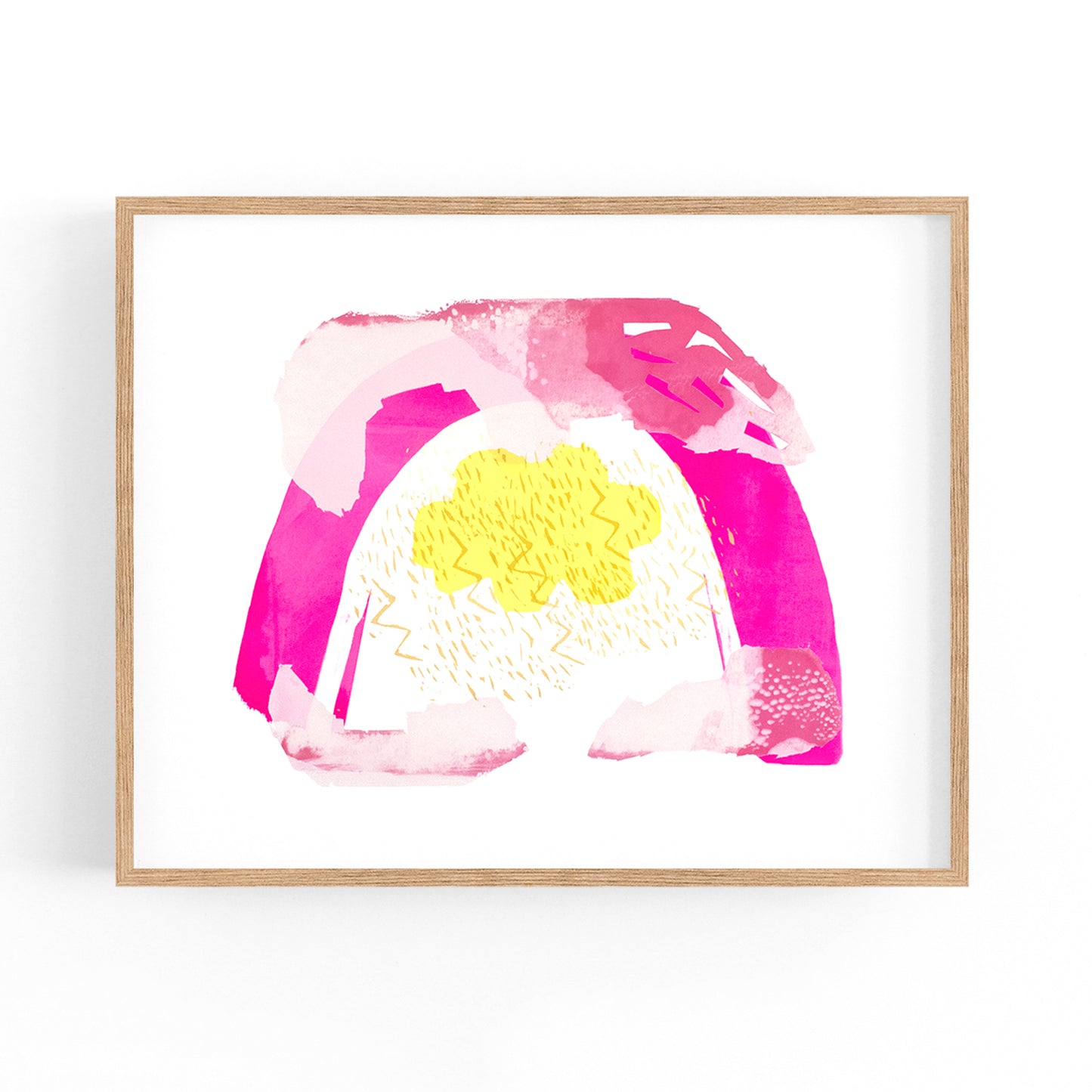 Pink Rainbow with Yellow Cloud Print