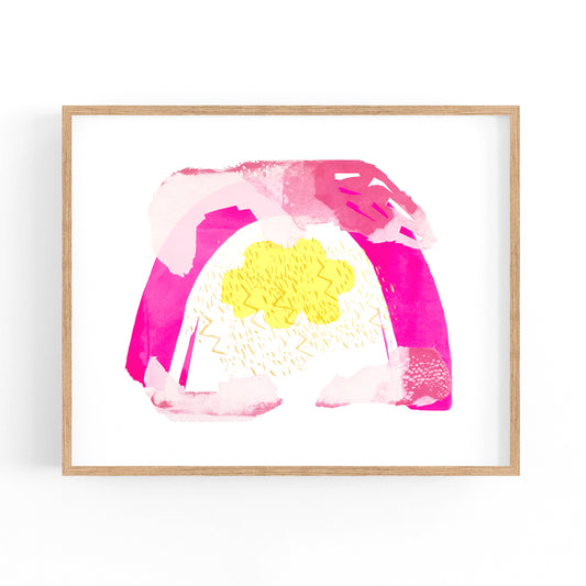 pink rainbow with yellow cloud | digital print