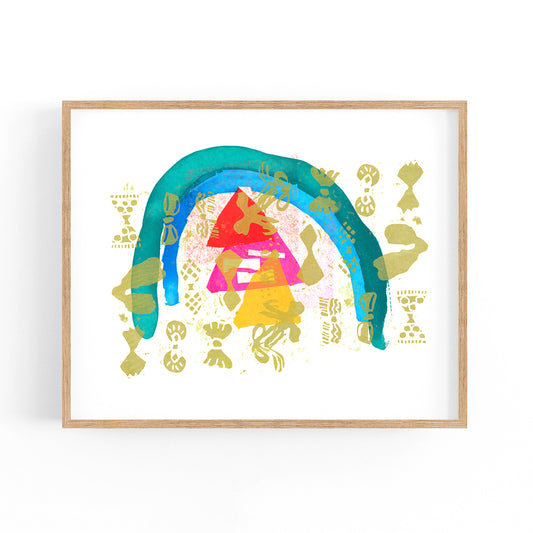 Rainbow with Gold Bowties Print