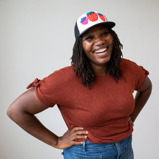 Strawberry Trucker Hat | Unique, Hand Painted