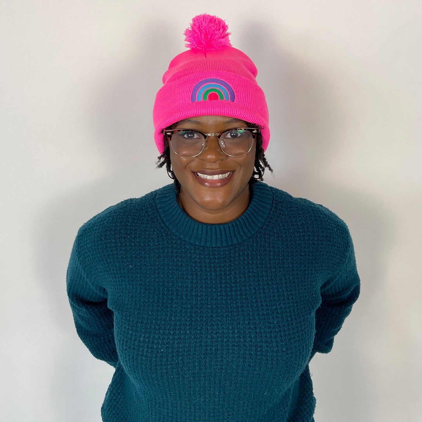 Rainbow Beanie - Hot Pink