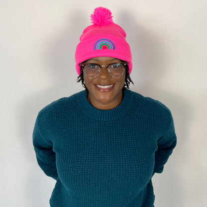 Rainbow Beanie - Hot Pink