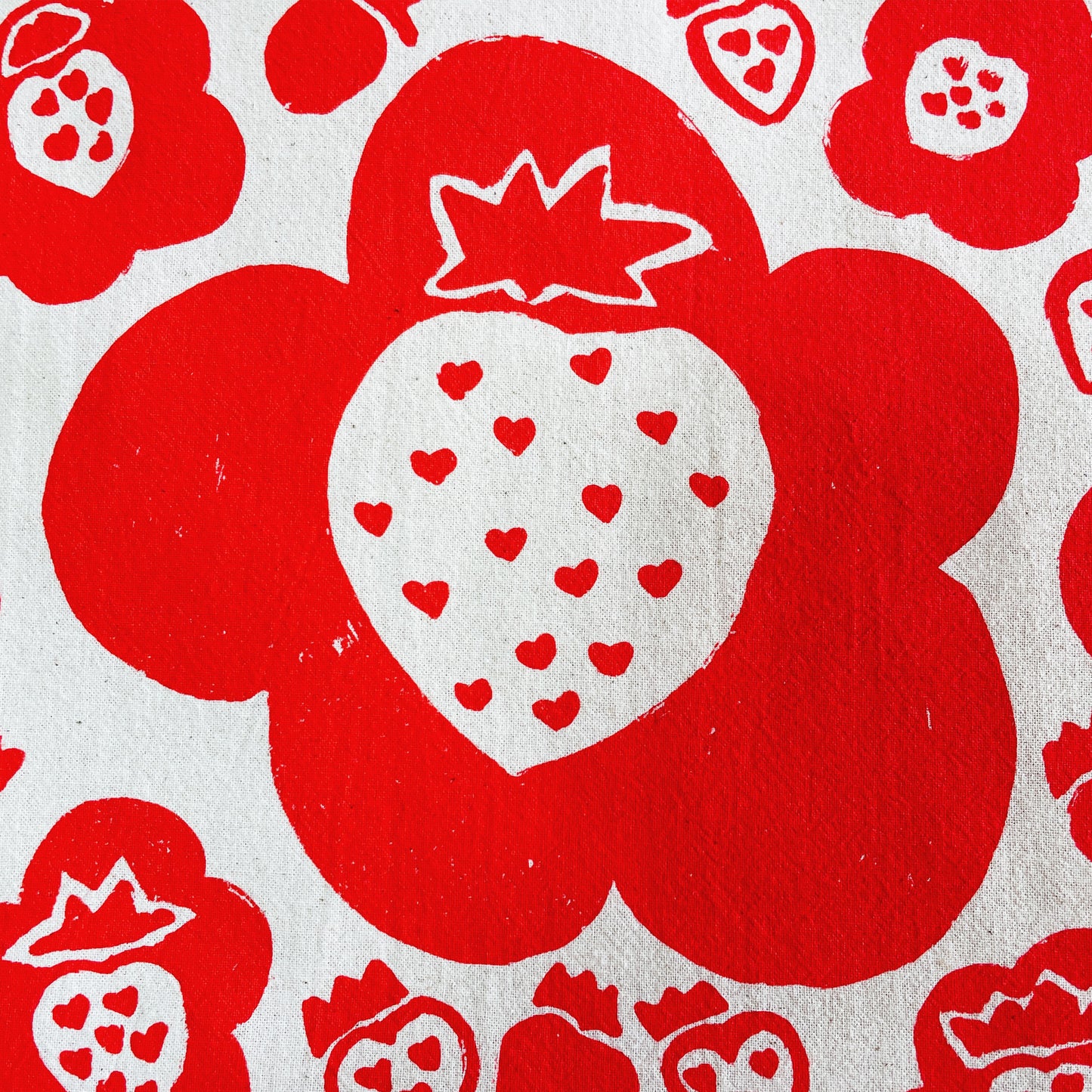 strawberry patch tea towel