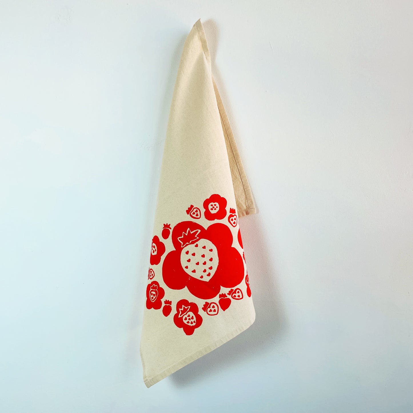 strawberry patch tea towel
