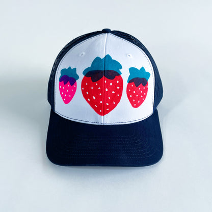 Strawberry Trucker Hat | Unique, Hand Painted