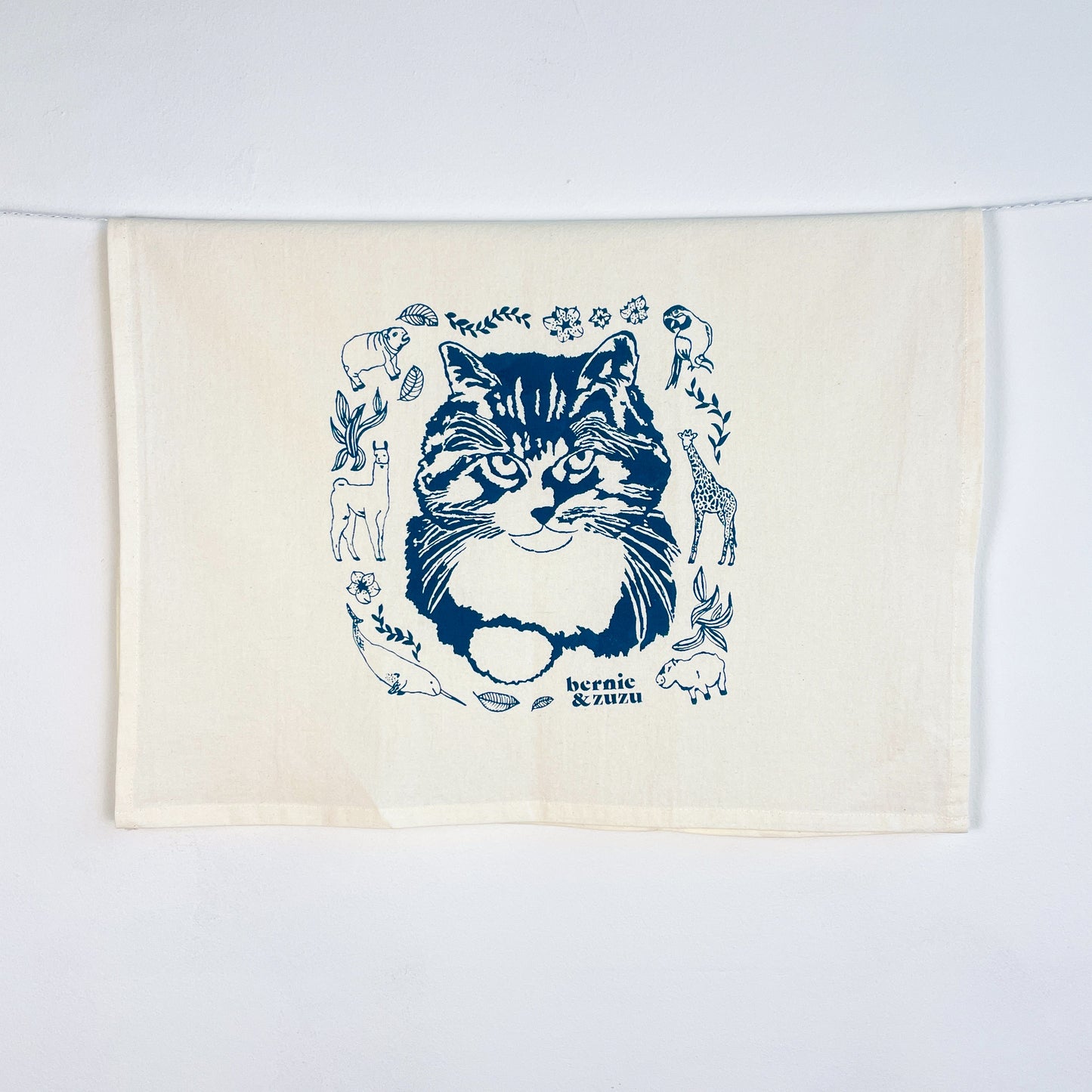 Cat and Friends Tea Towel