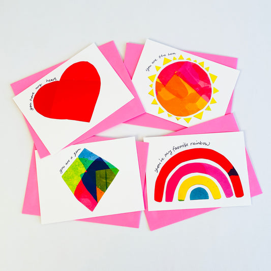 valentines, galentines, love and friendship notecard set